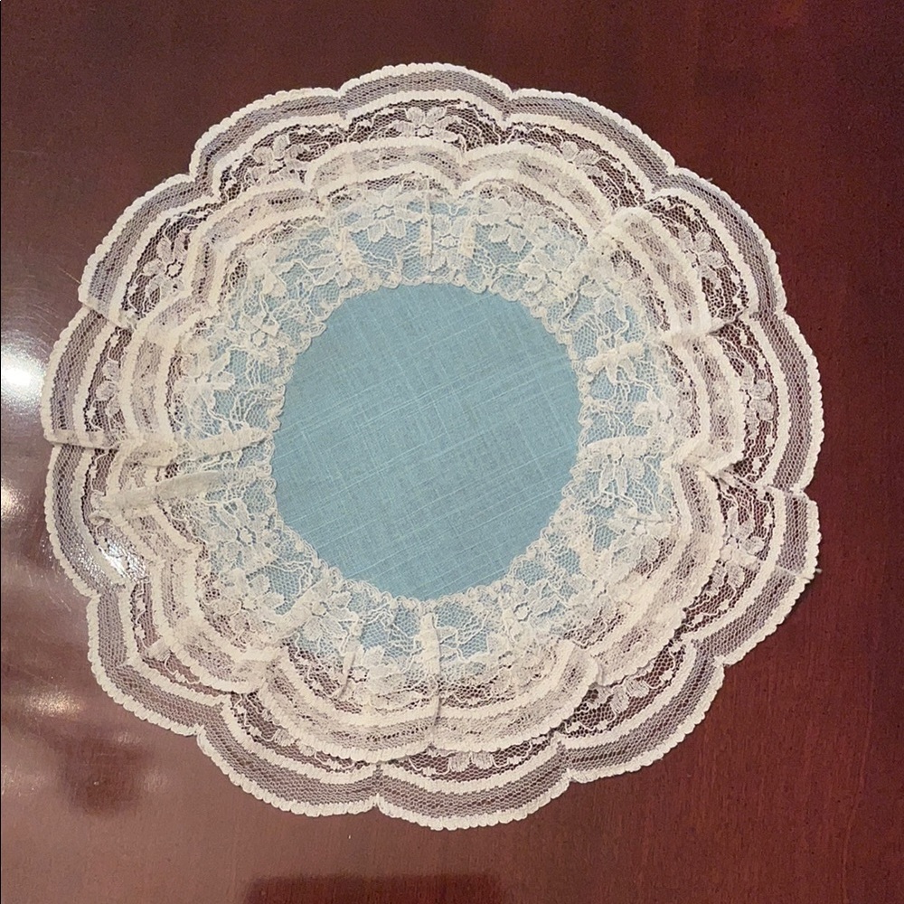 Elegant Lace Doily - Blue and White